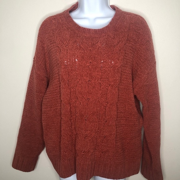 American Eagle Chunky Chenille Cable Knit Cozy Crew Sweater Size L - Picture 4 of 4